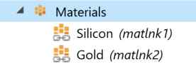 Silicon and polymer/gold materials assignment in COMSOL for MEMS sensor structure
